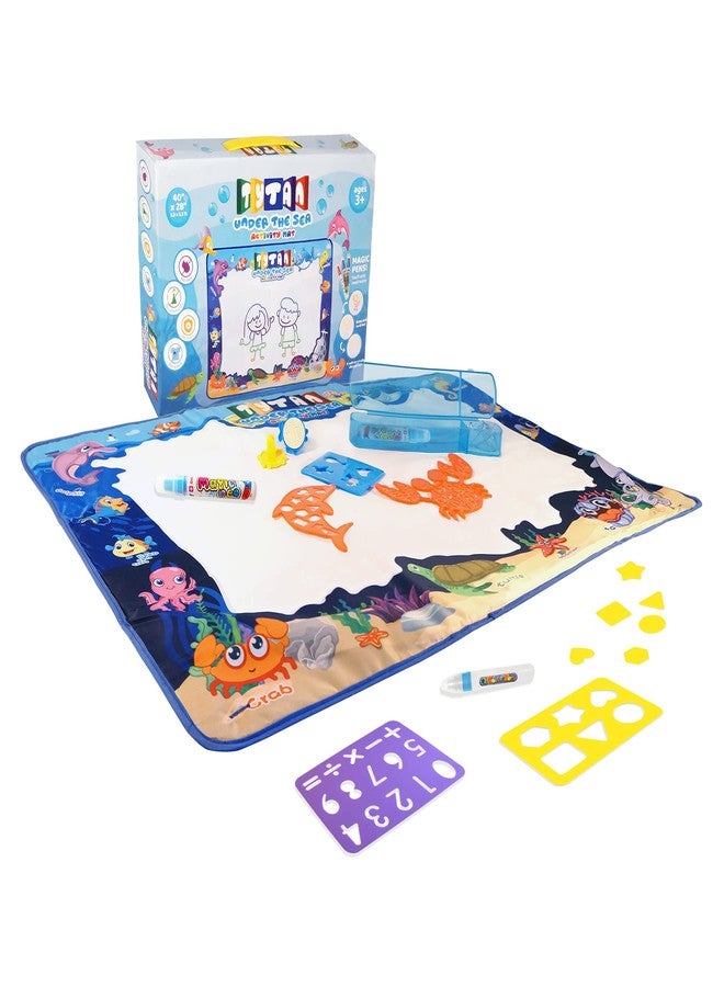Tytan Tiles Under The Sea Doodle Mat, Self-Cleaning Mat, Water-Powered Magic Pens, Colors Disappear After 5-10 Minutes, Endless Doodling & Fun, Foldable, Creative Play, Imagination, Ages 3 and Up - Image 1